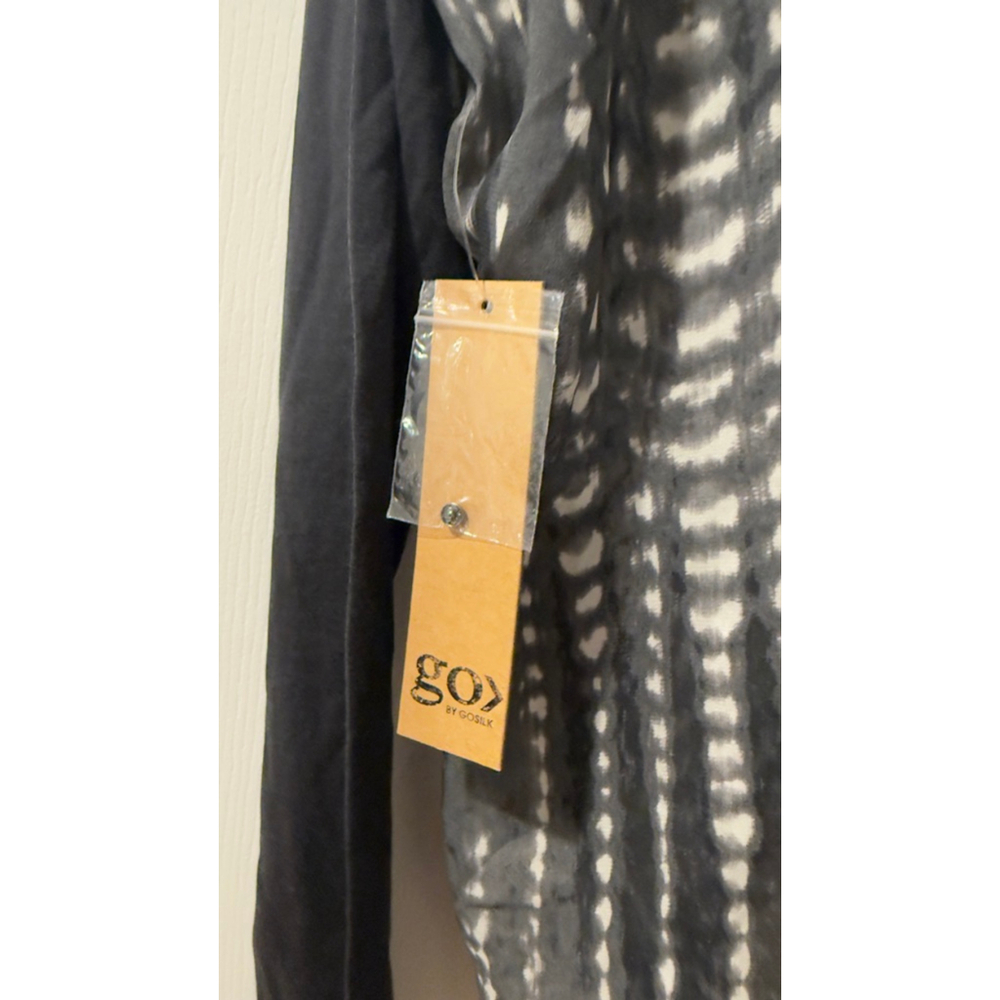 Women's Go Silk Blouse S gray Cream Washable Silk - Picture 8 of 9